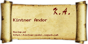 Kintner Andor névjegykártya